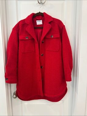 Old Navy Red Button-Front Utility Shacket